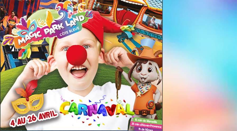 Du 4 au 26 avril 2026
venez célébrer le Carnaval 
au parc d'attractions
Parc décoré
Stand de maquillage présent
